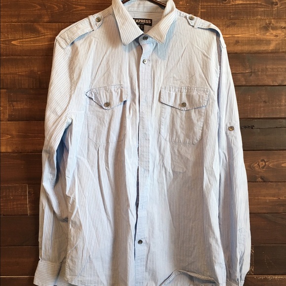 MENS Express light blue button down shirt
