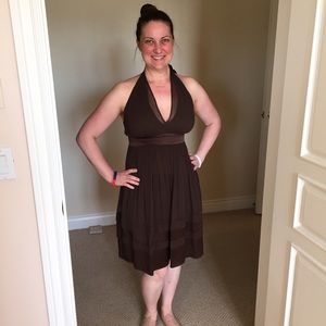 Maggie London NWOT Chiffon espreso halter dress