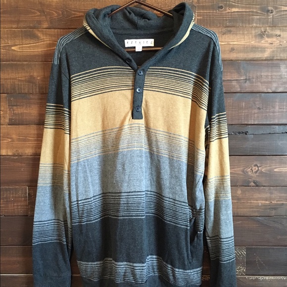 MENS Henley style hooded sweater