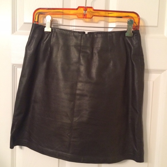 Cache Dark Brown Leather Skirt - Picture 1 of 3