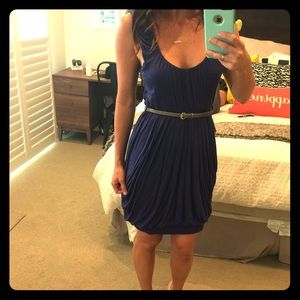 Navy blue drape dress