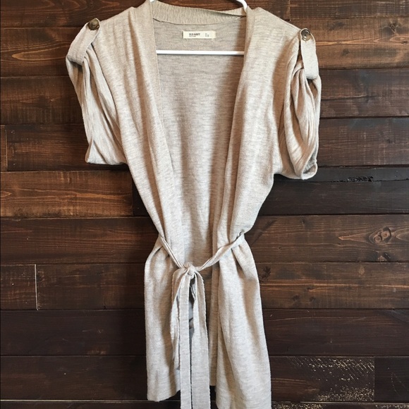 Women's tie waist short sleeve cardigan
