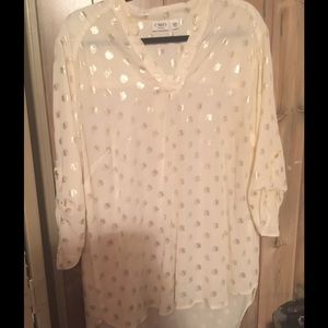 Cream Blouse With Gold Dots.