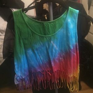 Fringed tye dye festival top