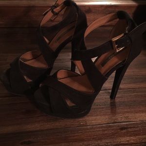 Black strapped heels