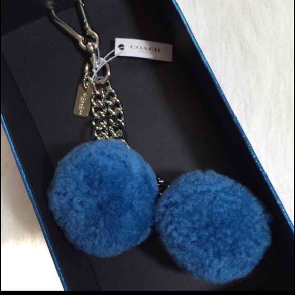 COACH POM POM BAG CHARM, BLUE ONLY - Picture 2 of 7
