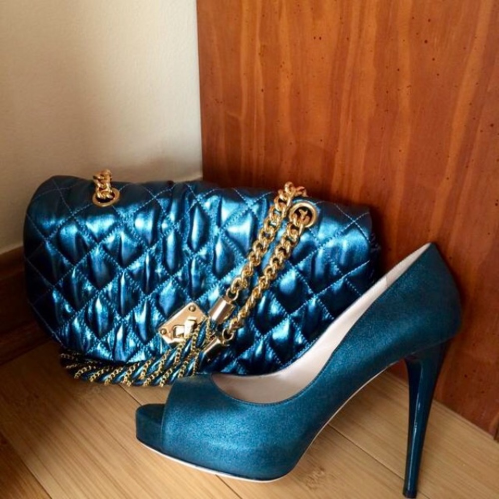 Lerre Leather Stiletto Pumps Open Toe Green Size 8