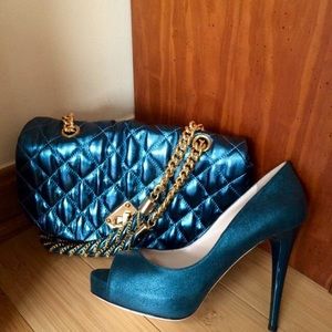 Lerre Leather Stiletto Pumps Open Toe Green Size 8