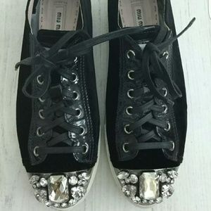 Miu miu embellished suede sneakers