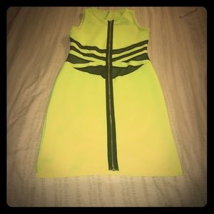 Lime Green Zip Front Party dress