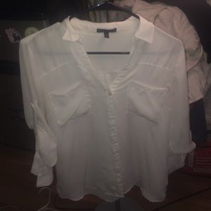 Express button up top white