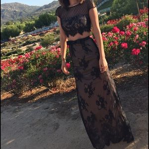 Black and nude 2-piece Sherri Hill prom dress