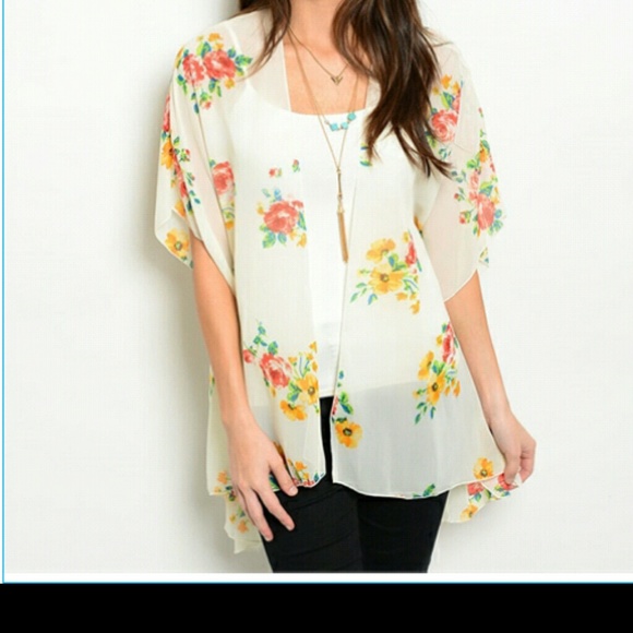 Cream colored floral cardigan