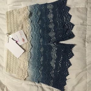 White-Blue gradient Lace Shorts