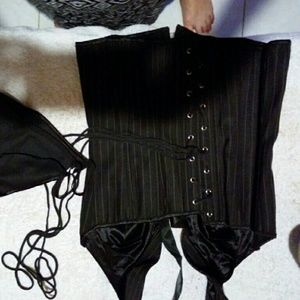 Black & Grey Buste' lingerie set