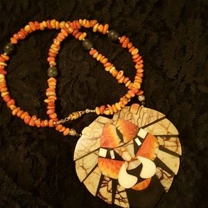 Lion beaded necklace 12" overall