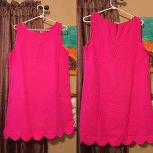 "Kate Spade look" Hot pink scalloped dress