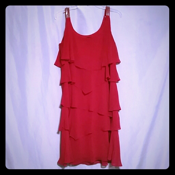 Red layered dress