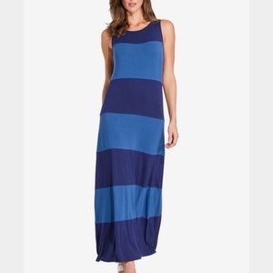 Blue striped Summer & Sage jersey soft maxi dress.