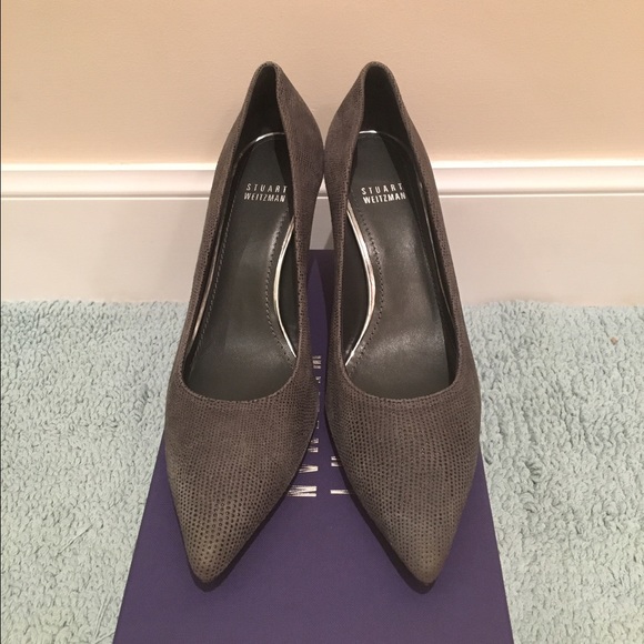 Stuart Weitzman Snakepinot Leather Heels in slate