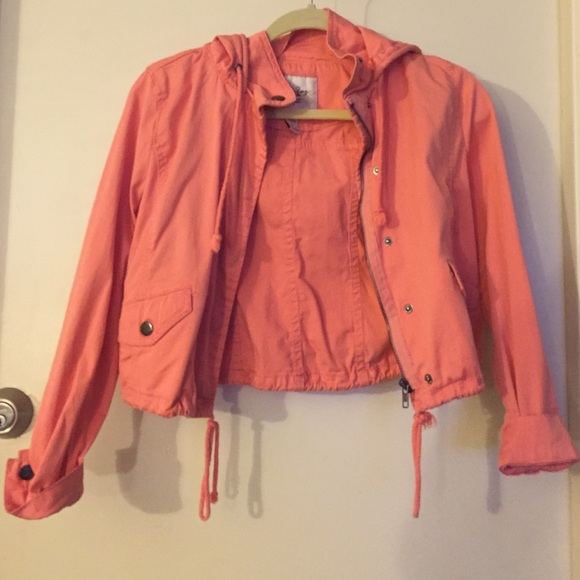American Rag Cie Lightweight Hooded Jacket - Peach