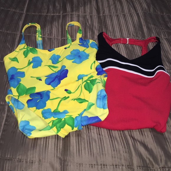2 Swimming Suits. (1) one piece and (1) tankini.