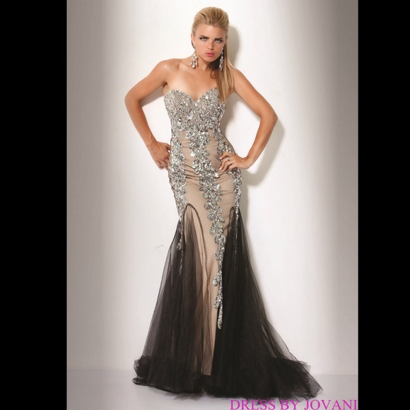 Jovani 17438 prom dress black/ silver size 6/8