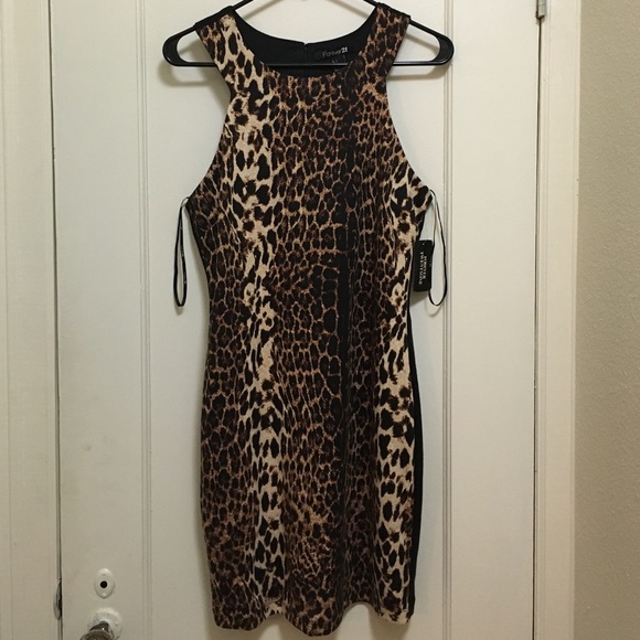 NWT Forever XXI Leopard print/black dress
