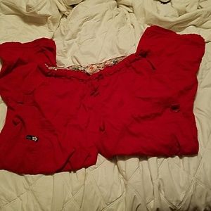 XL Red Koi scrub pants