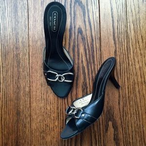 Coach Leather w/Silver Chainlink Chic Kitten Heels