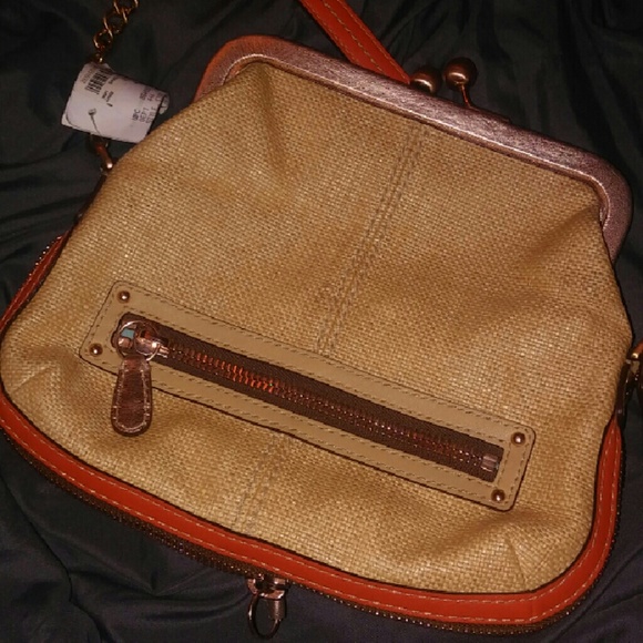 Authentc Coach woven bag Orange trim & Rose Gold - Picture 2 of 4