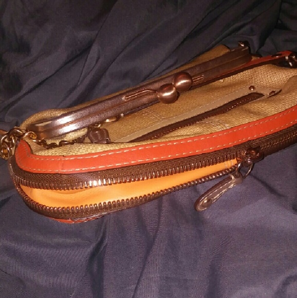 Authentc Coach woven bag Orange trim & Rose Gold - Picture 3 of 4