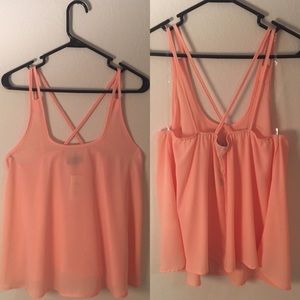 Peach Criss-Cross Back Tank Top