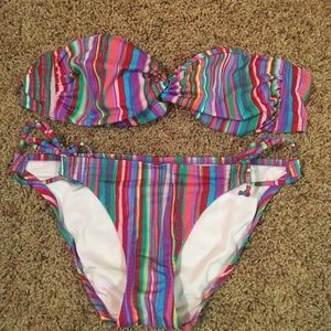 VS Striped Bandeau Bikini Set