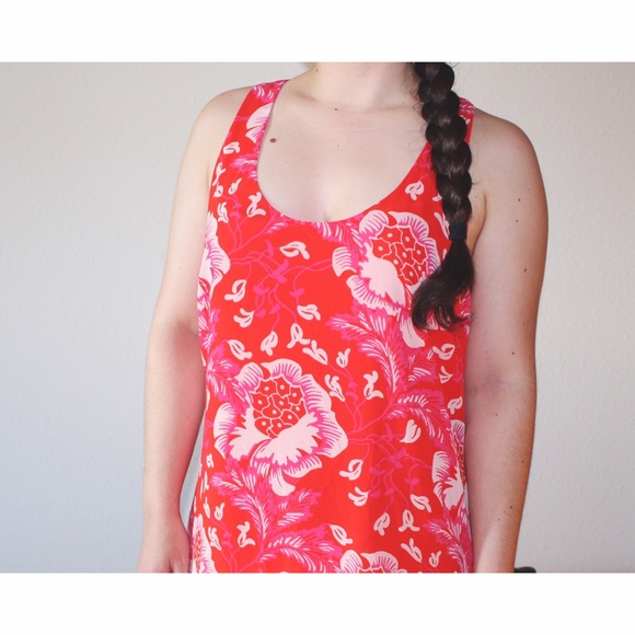 floral chiffon racerback dress