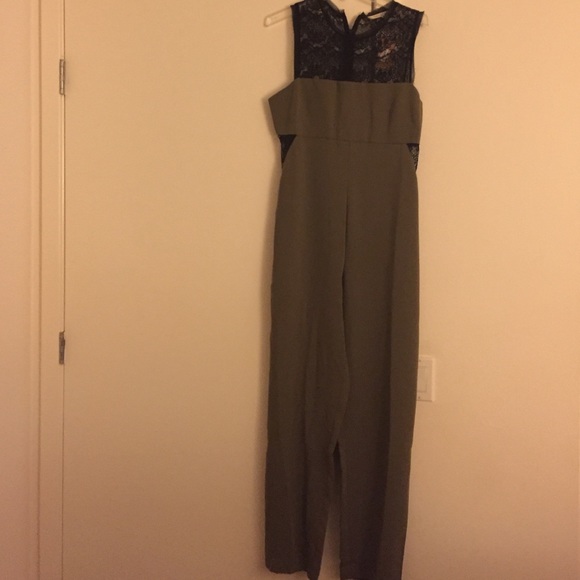 Olive Jumpsuit with Lace cutouts