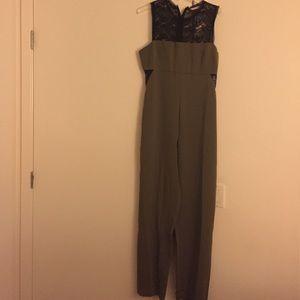 Olive Jumpsuit with Lace cutouts