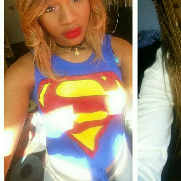 Superman front tie crop top
