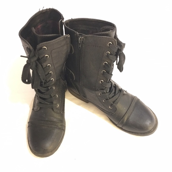 Black combat style boots