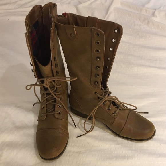 Tan combat style boots