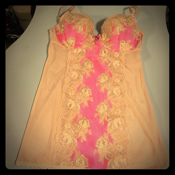 Victoria's Secret lace rhinestone garter slip
