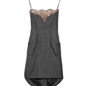 Alexander Wang gray wool and lace tailcoat dress.
