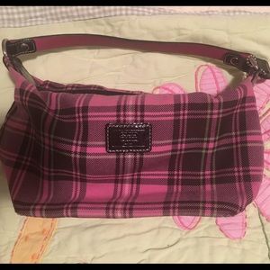 MINI, HOT PINK, PLAID COACH PURSE
