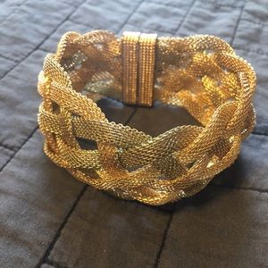 Chunky Gold Braided magnetic closure bracelet