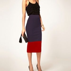 Color block pencil skirt