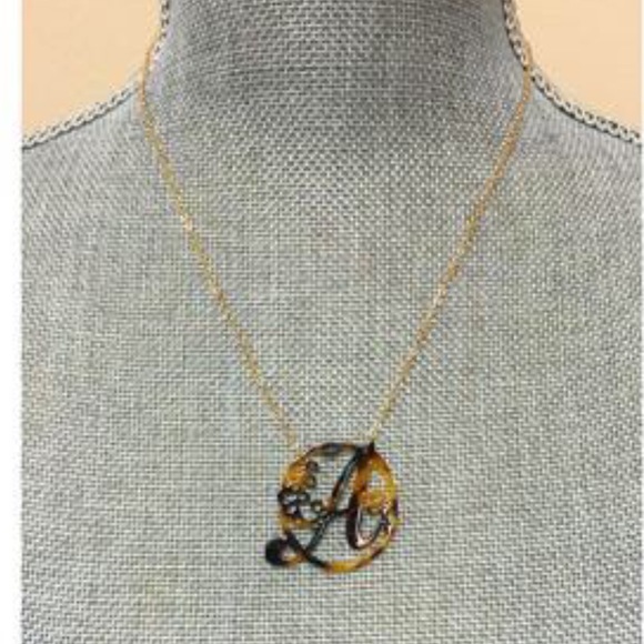 Tortoise Shell Resin Laser Cut Monogram Necklaces letters D, N & K-Boutique - Picture 2 of 4