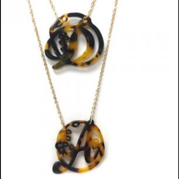 Tortoise Shell Resin Laser Cut Monogram Necklaces letters D, N & K-Boutique - Picture 3 of 4