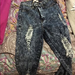 Tobi high waisted acid wash ripped jeans