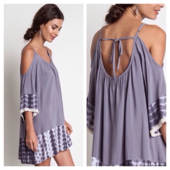 Black or Lavender Tie Dye Mini Dress - Picture 2 of 3