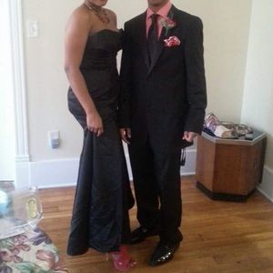 Black Satin Mermaid Style Prom Dress Sz 10